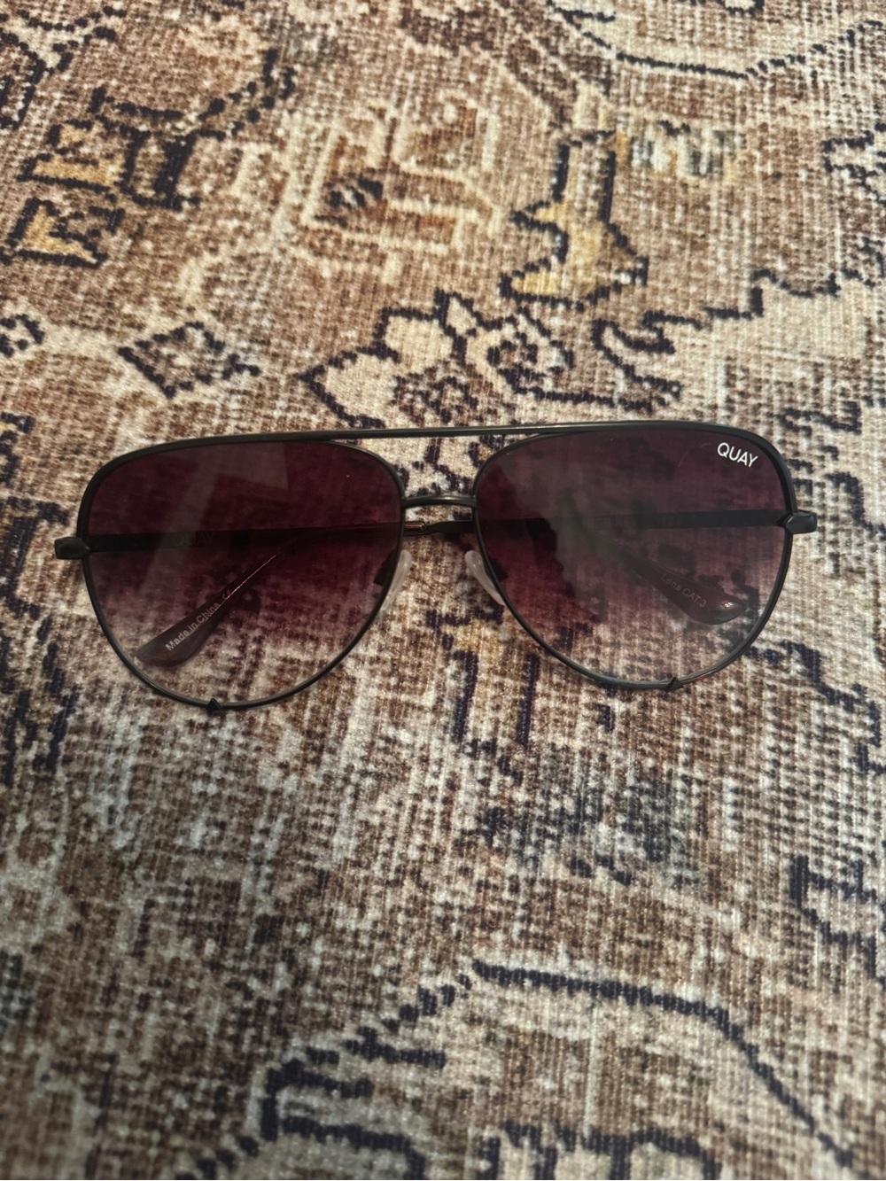 Quay Australia Aviator Sunglasses with Dark Burgundy Lenses